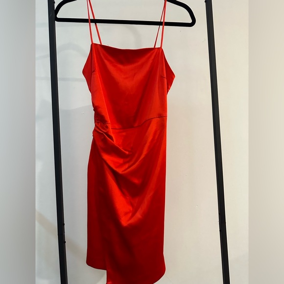 Zara Red Asymmetric Dress ZARA NEW FW21 RED VELVET SEQUIN ASYMMETRIC DRESS S